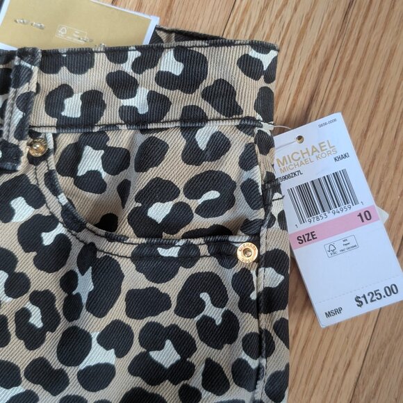 NEW Michael Kors Selma Straight Leg Ankle size 10 Leopard Print High Rise Jeans - Picture 5 of 13